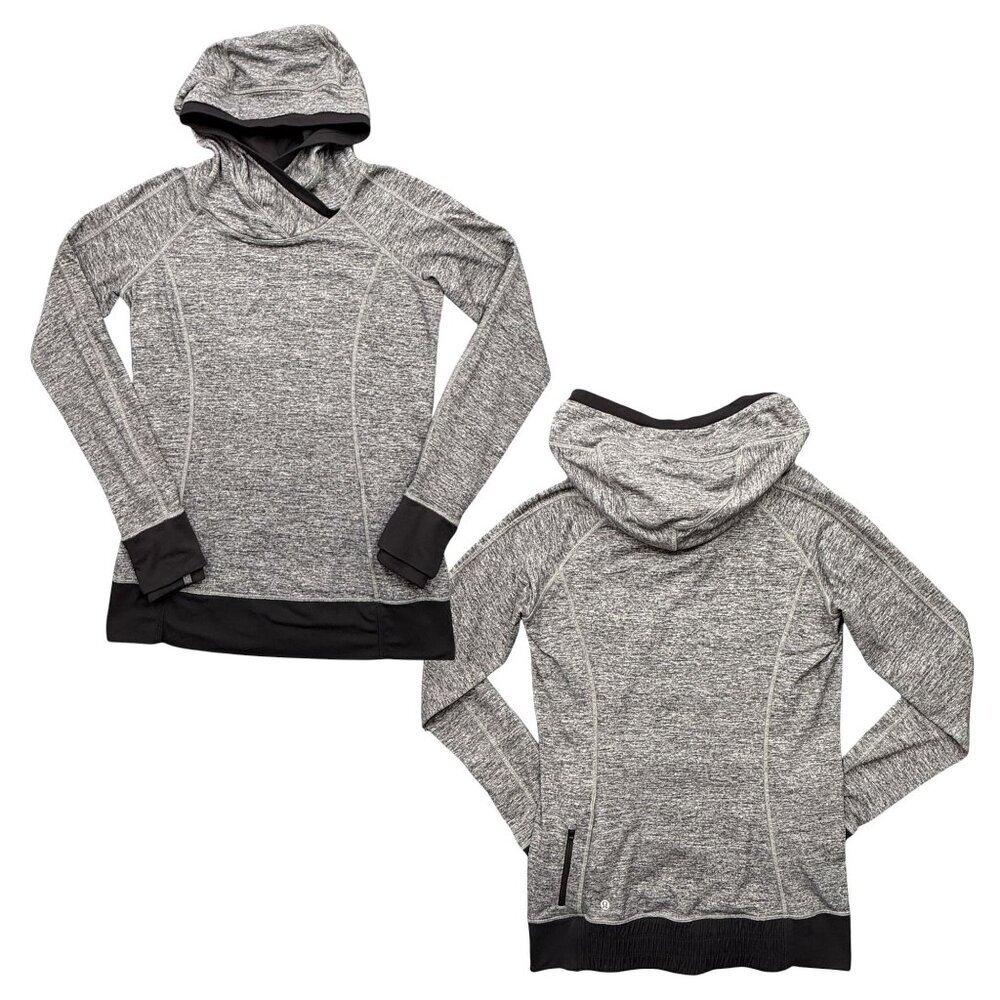 Lululemon Think Fast Pullover Hoodie Sweatshirt Running Heather Gray Womens 8